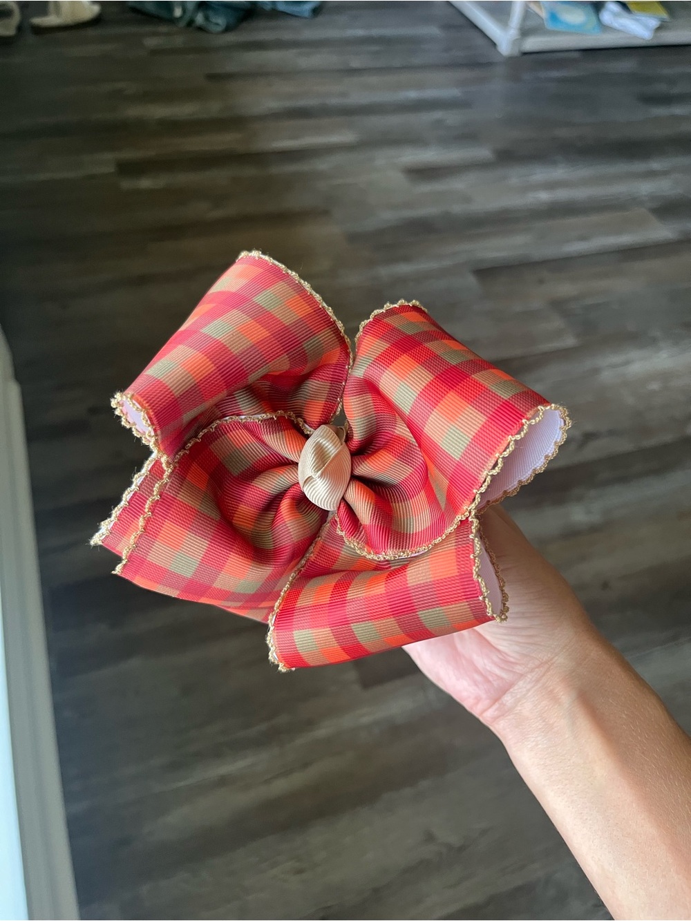 Girls hair bow. Fall moonstitch.